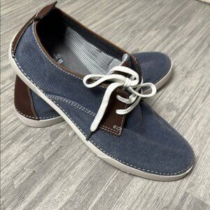 Blue and Brown Canvas Clarks Size 11
